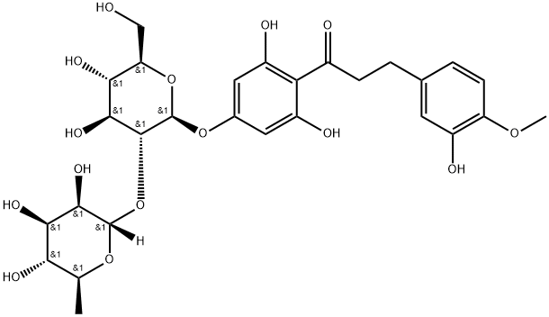 1-(4-((2-O-[6-Deoxy-alpha-L-mannopyranosyl]-beta-D-glucopyranosyl)oxy)-2,6-dihydroxyphenyl)-3-[3-hydroxy-4-methoxyphenyl]-1-propanone(20702-77-6)
